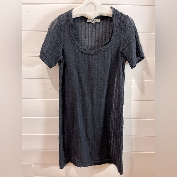 FLAX • Black Sheer Textured Dress • Size P - Picture 6 of 9